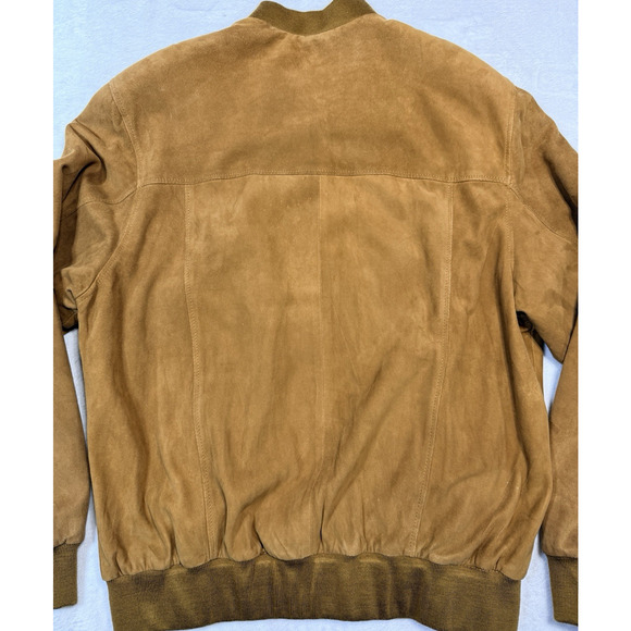 Bugatti Suede Bomber Jacket SZ L Fawn Camel Heritage Tailoring Tan Leather Coat - Picture 8 of 12